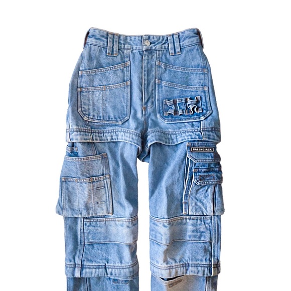 Balenciaga Convertible High Waist Cargo Jeans - Picture 2 of 8